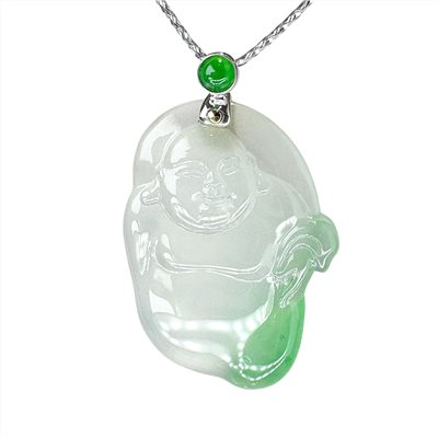 高冰布袋彌勒佛翡翠玉墜