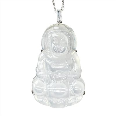玻璃種白月光大件觀音玉墜