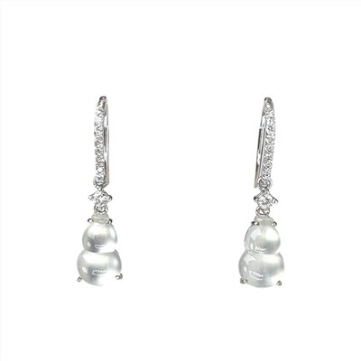 翡翠玻璃種葫蘆鑽石耳環(已售出)