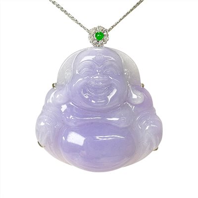 翡翠紫羅蘭大佛公玉墜 贈中國寶石鑑定證書