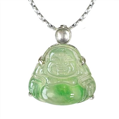 玻璃種翠綠迷你佛翡翠玉墜