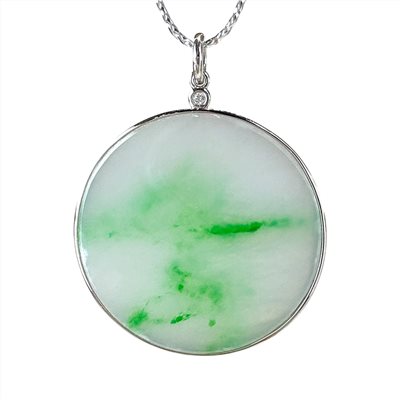 白底青圓形無事牌玉墜